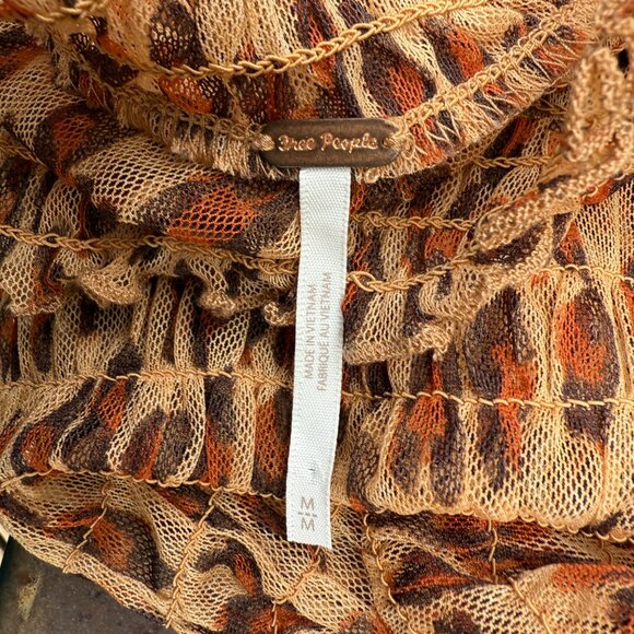 NWOT Free People Hello There Sheer Mesh Leopard Mock Neck - Picture 11 of 11